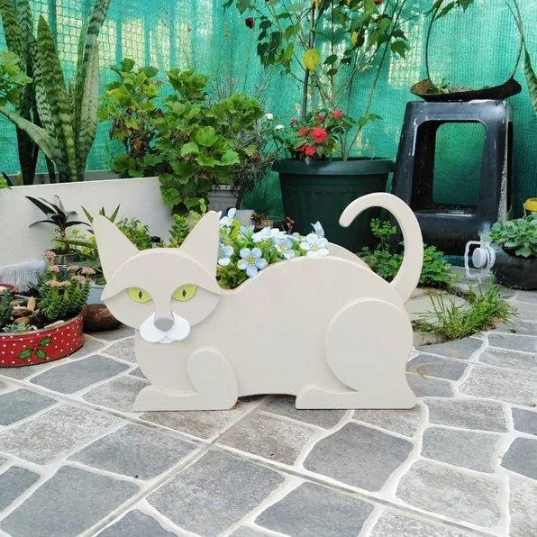 White Cat Planter