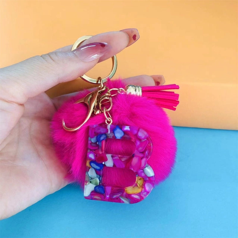 Minimalist Commute Letter Hairball Resin Unisex Bag Pendant Keychain