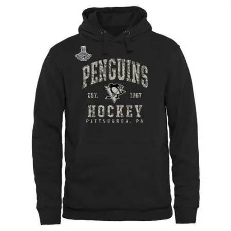 Men's Pittsburgh Penguins Black Camo Stack 2016 Stanley Cup Champions Pullover Hoodie