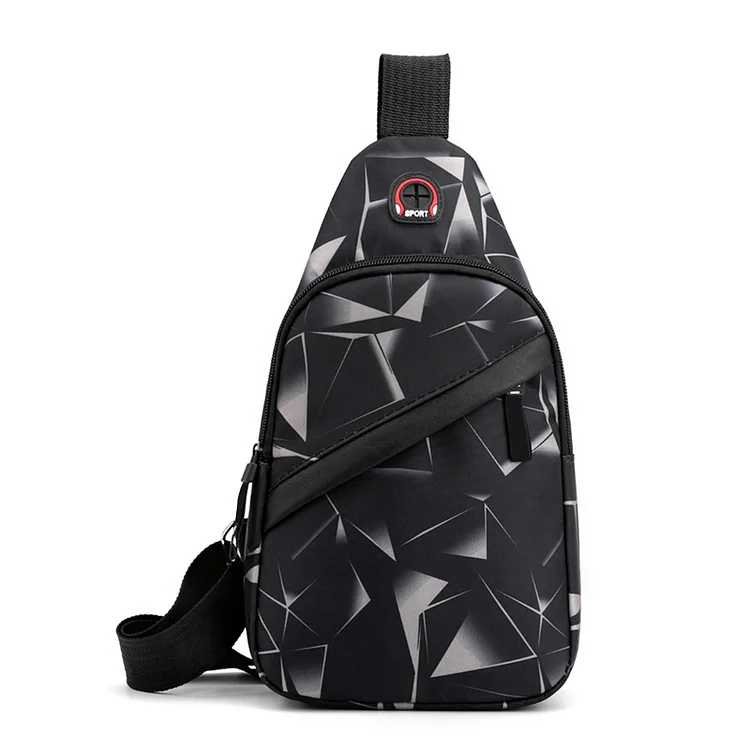 Shoulder Crossbody Bag for Men Short Travel Messenger Chest Handbag (Black)