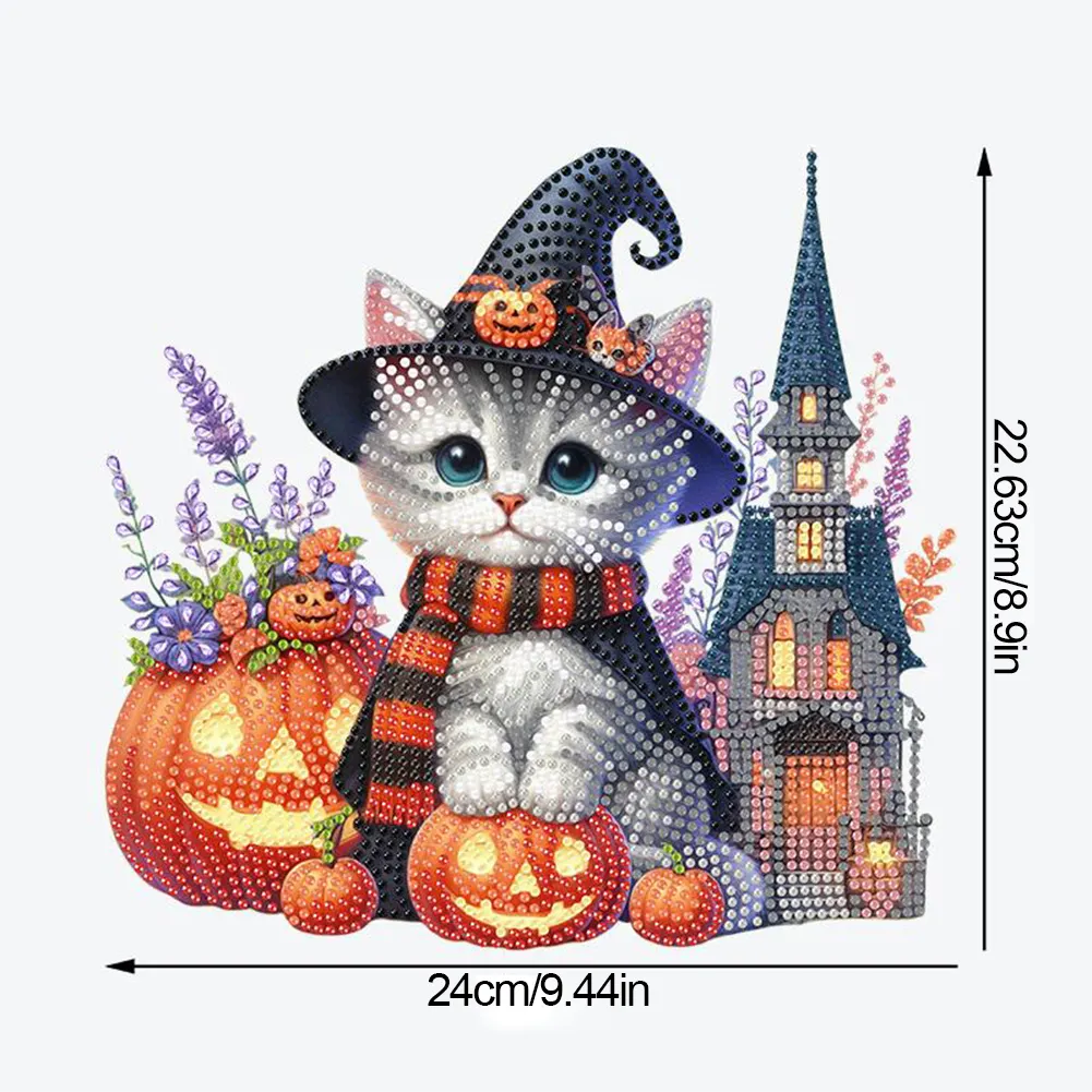 DIY Halloween Cat Acrylic Diamond Painting Desktop Decorations for Home Office Decor