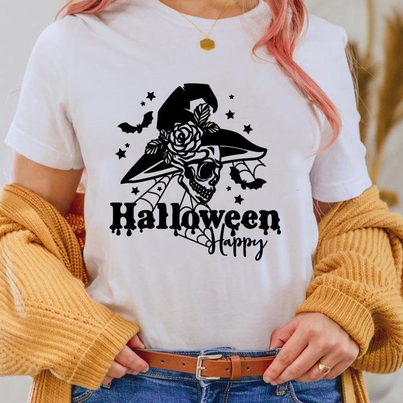 2021 Halloween Fall Autumn 90s Thanksgiving Women T Top Print Style Tee Shirt Trend Female Sweet Cartoon Graphic T-Shirts