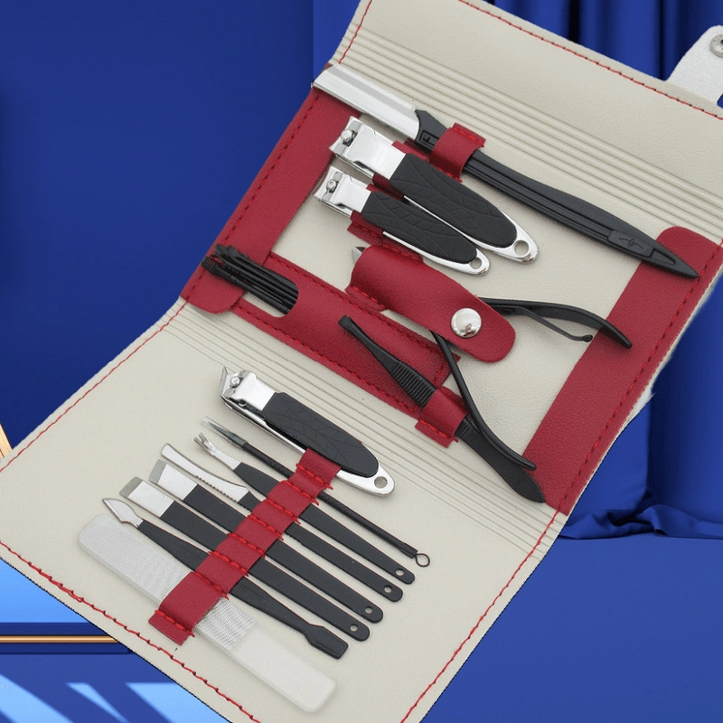 Spot Black 16-piece Set Nail Clippers Nail Clippers Manicure Tools Folding Bag Nail Clippers Set