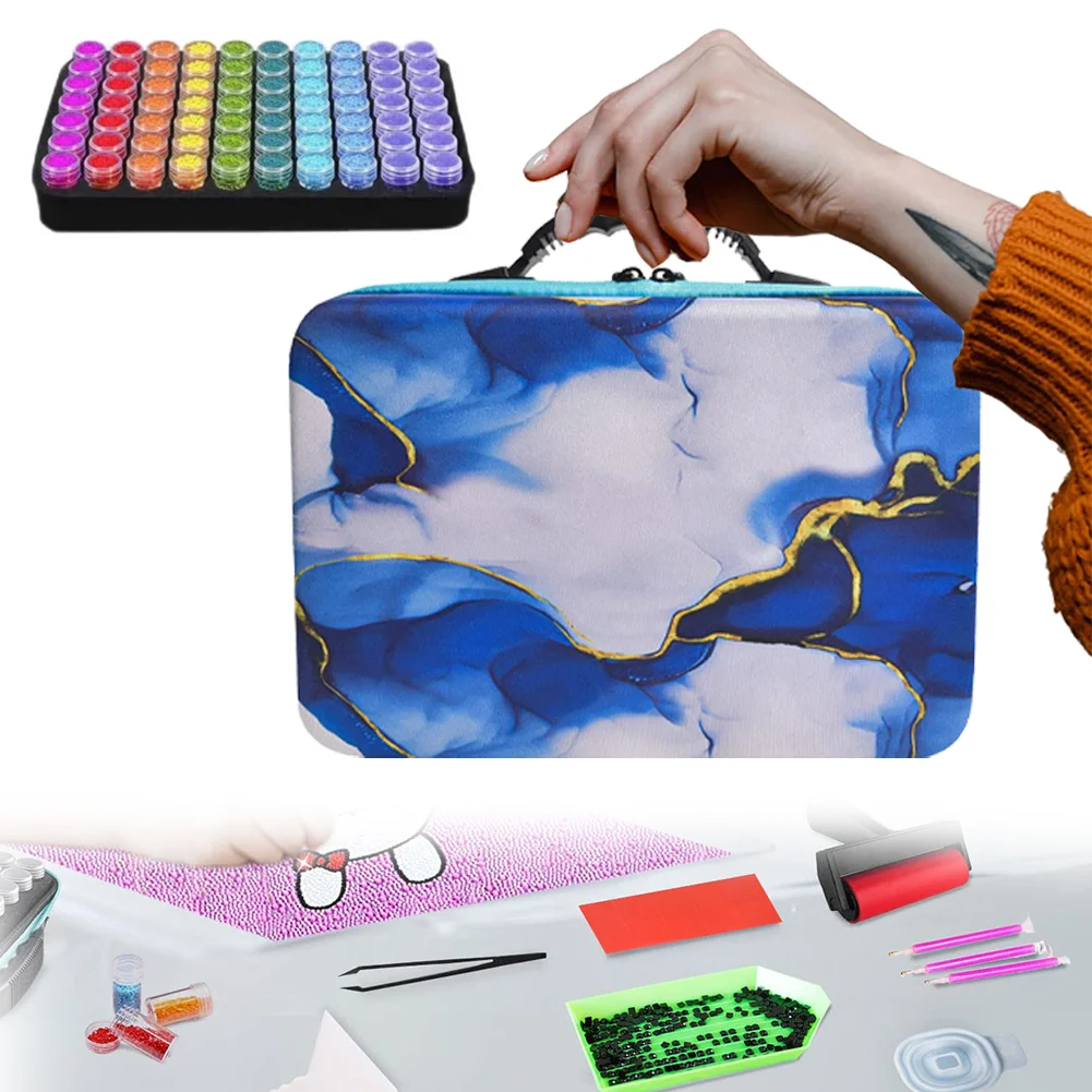 70 Slots Portable 5D Diamond Painting Carrying Bag with Tools for DIY Art Craft