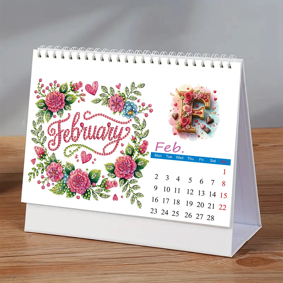 2026 Calendar Diamond Painting Kit DIY Diamond Art Desk Calendar for Home Office