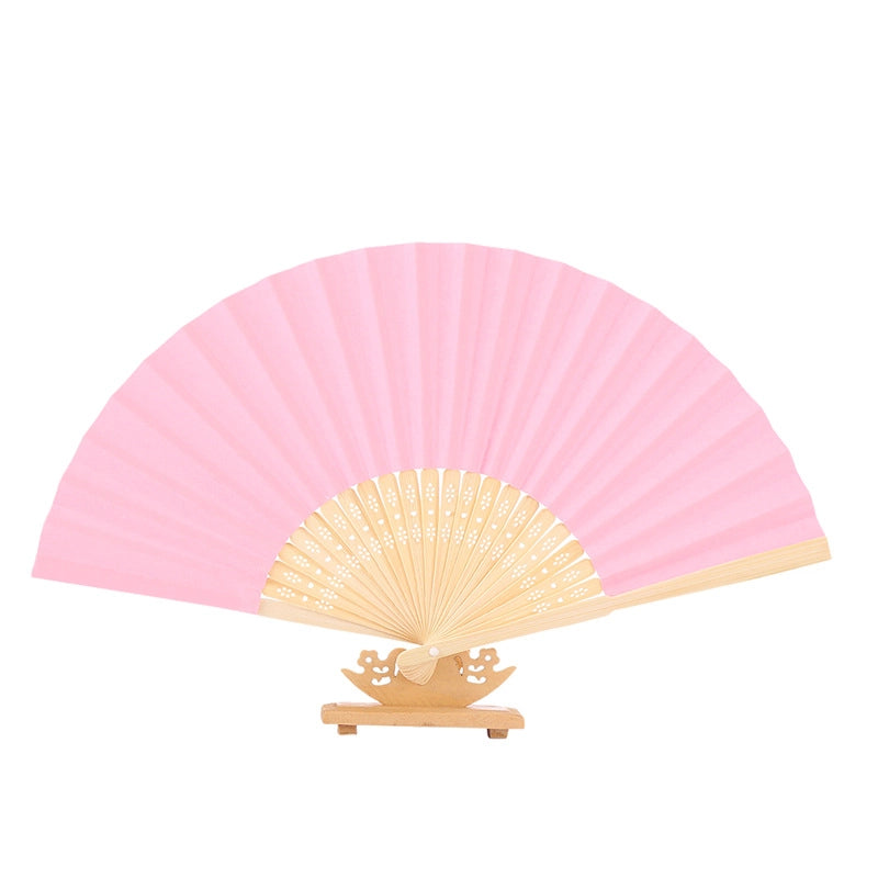 7-inch White Paper Fan Blank Folding Colorful Children’s Drawing Fan Diy Handmade Coloring Plain Surface Office Bamboo Crafts