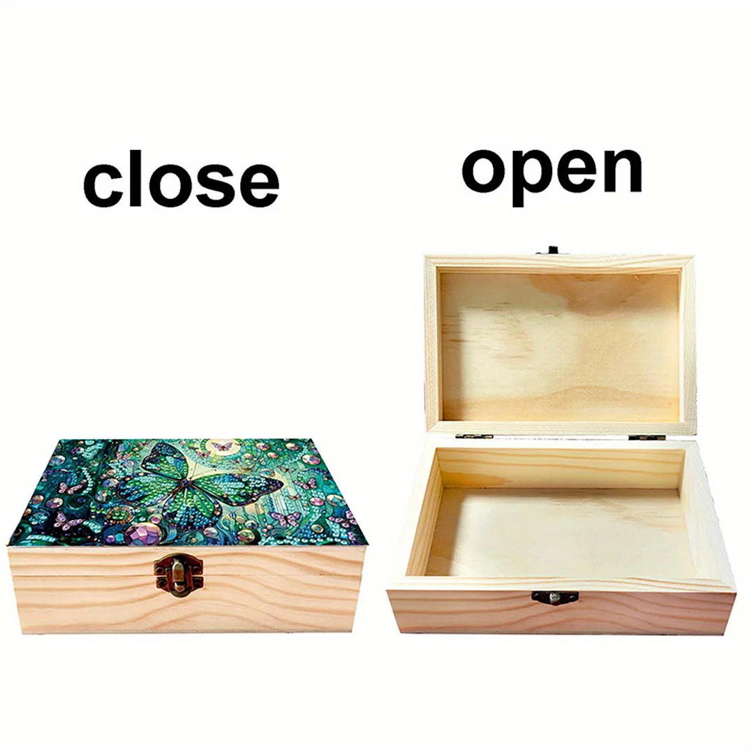5D DIY Diamond Painting Handmade Wood Storage Box for Home Decor (Butterfly)