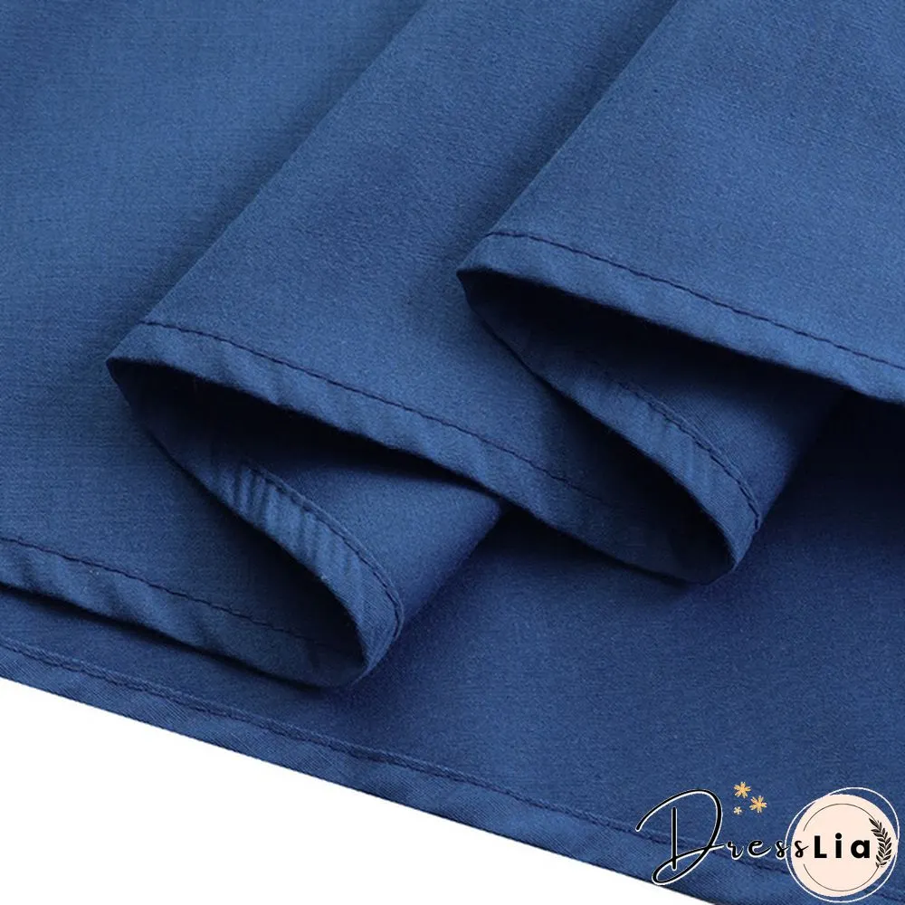 Women Fashion Solid Color Buttons Denim Long Skirts Vintage Long Dresses