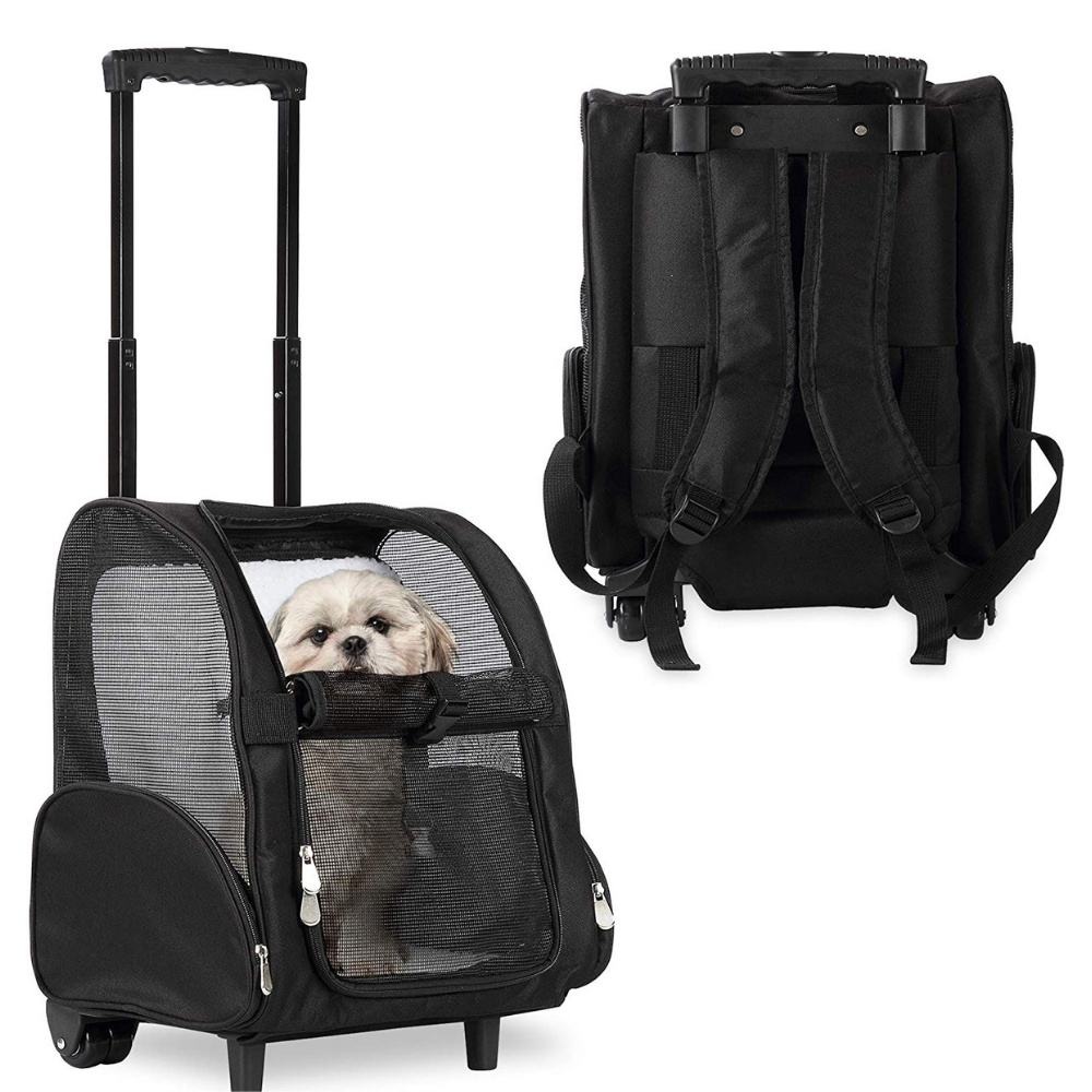 Deluxe Pet Travel Backpack with Wheels
