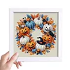 5D DIY Partial Special Shaped Drill Diamond Painting Halloween Wreath Art With Frame Kit 8x18cm