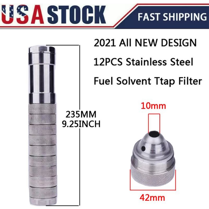 304 Stainless Steel Fuel Solvent Trap Filter 9.25 Inch 10mm Part 1/2"x28 and 5/8"x24 For NaPa 4003 WIX 24003 Car Fuel Filter
