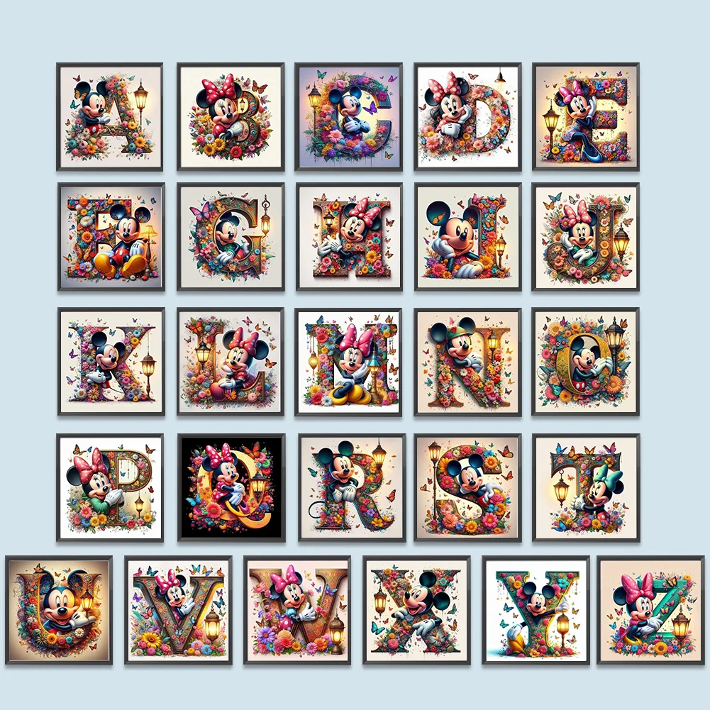 Partial AB Diamond Painting - Full Round Drill - Mickey Minnie Letters(Canvas|35*35cm)