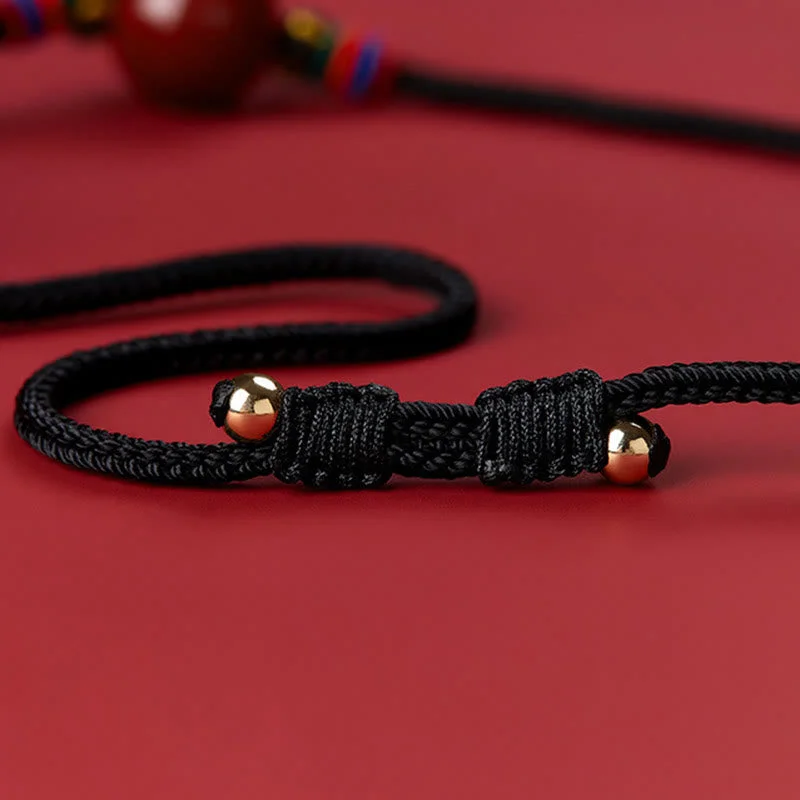 Cinnabar Bead Blessing String Necklace Pendant