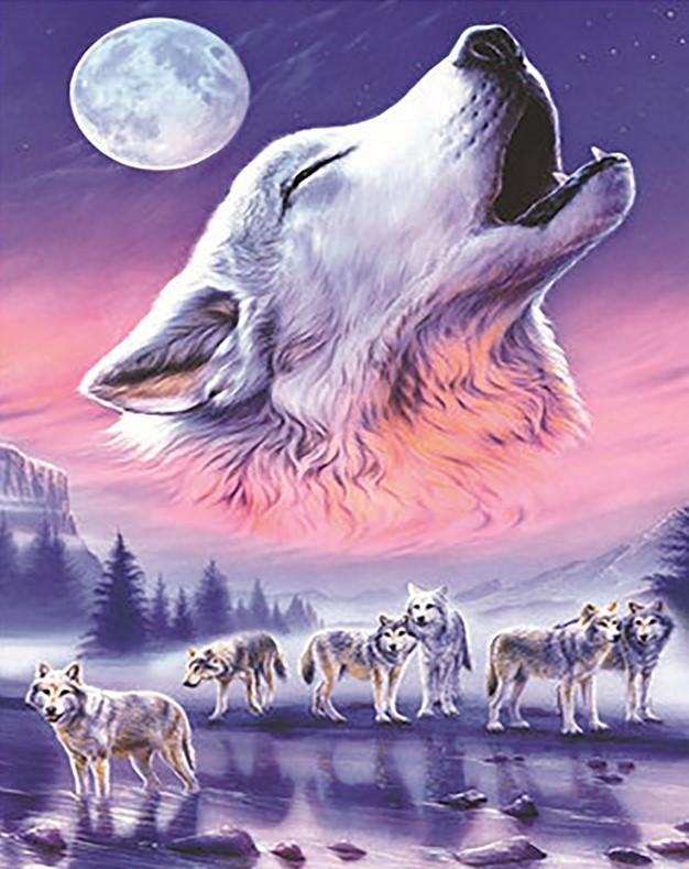 

Wolves Howling at Moon – Paint By Numbers - 40*50CM, 501 Original