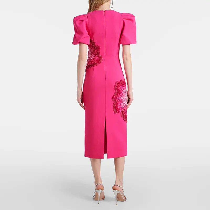 Nigikala Nigikala Star Fashion New Heavy Industry Nail Polish Slid Three-Dimensional Flower Short-Sleeved Dress