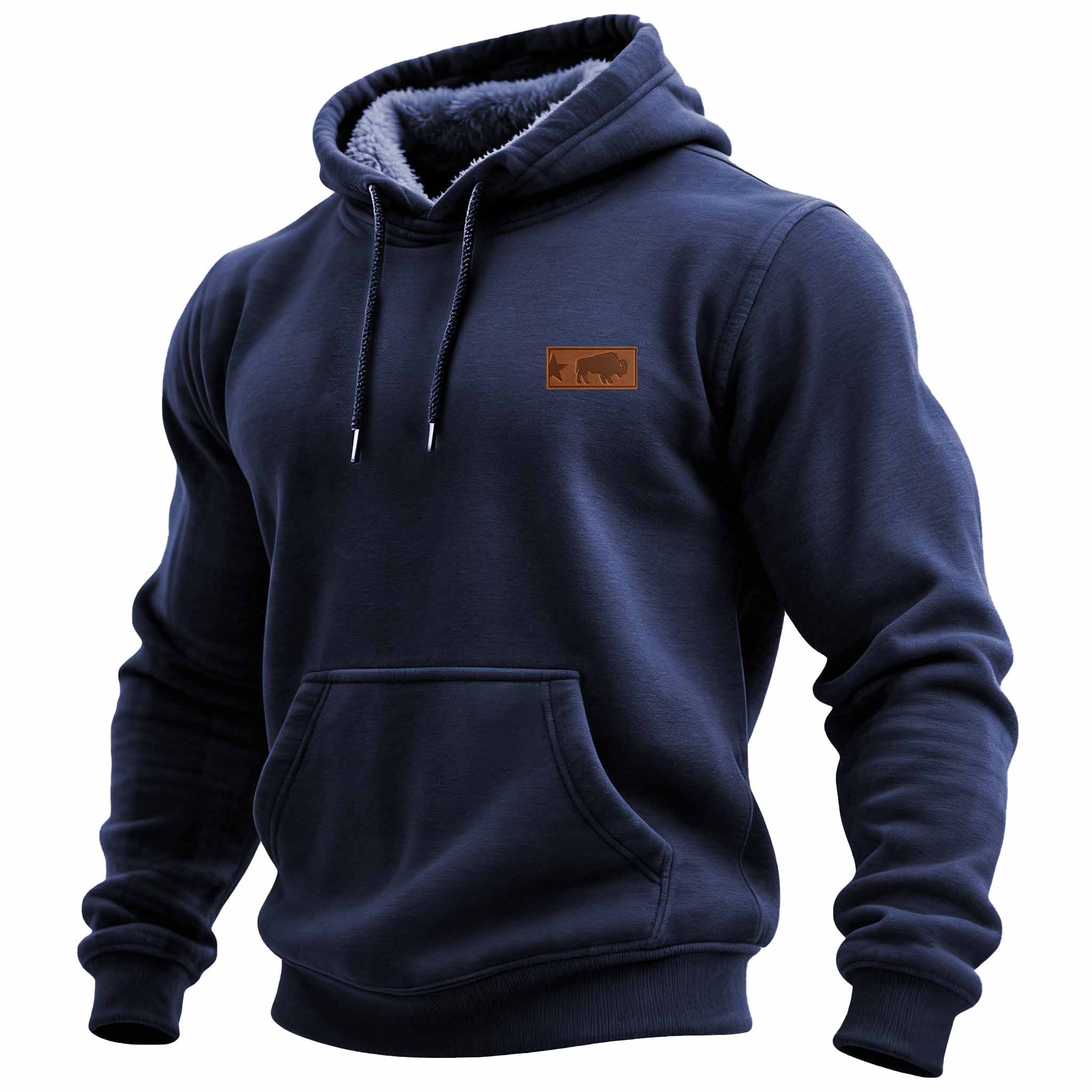 Men's Vintage Western Cowboy Fleece Pocket Long-Sleeved Hoodie
