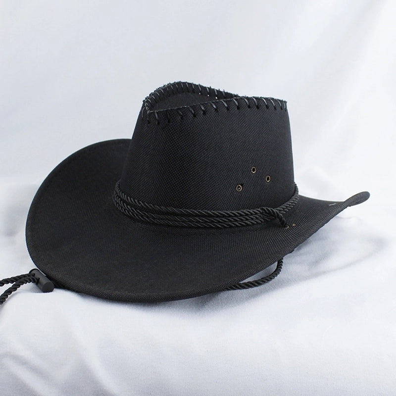 American Western Cowboy Hat Spring And Autumn Leather Men’s Mountain Climbing Spanish Women’s Sun Big Edge Sun Hat Sunscreen Travel