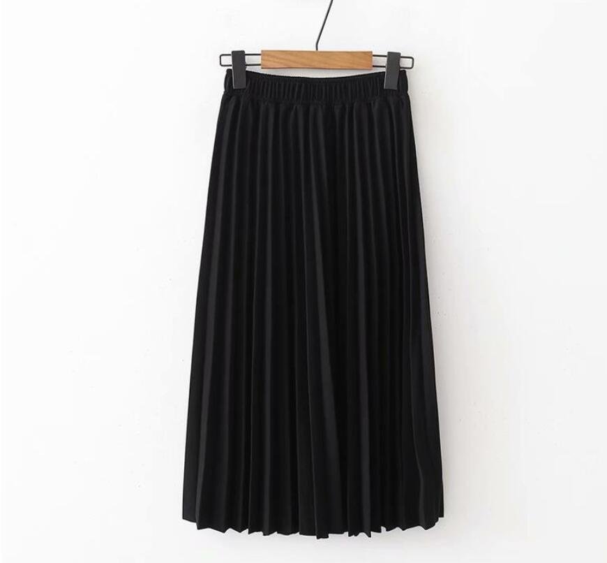 Lizkova Pink Pleated Skirt Women Plus Size Midi Jupes 2021 Spring Mujer Elastic Waist Casual Fladas PYQ011