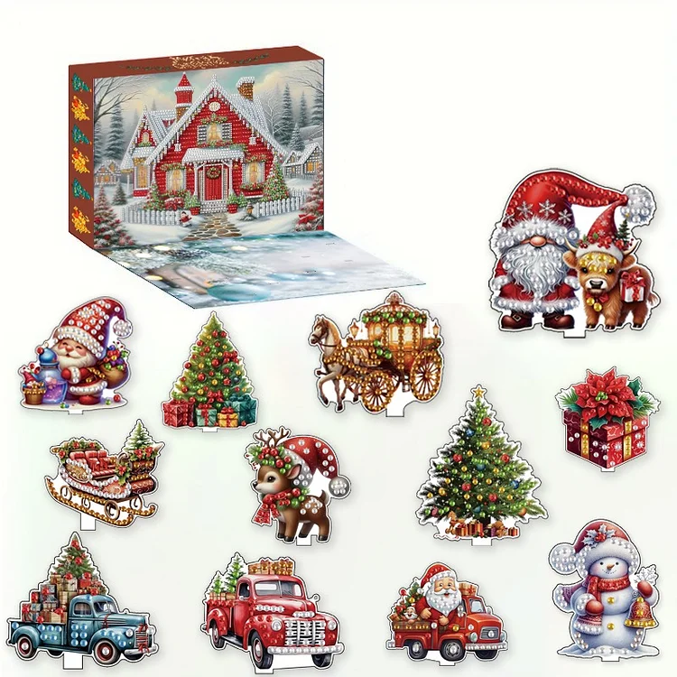 【Ornament】DIY Decoration Christmas Holiday 12 Christmas Elements Suitable for Adults and Teenagers to Dot Diamond Blind Box