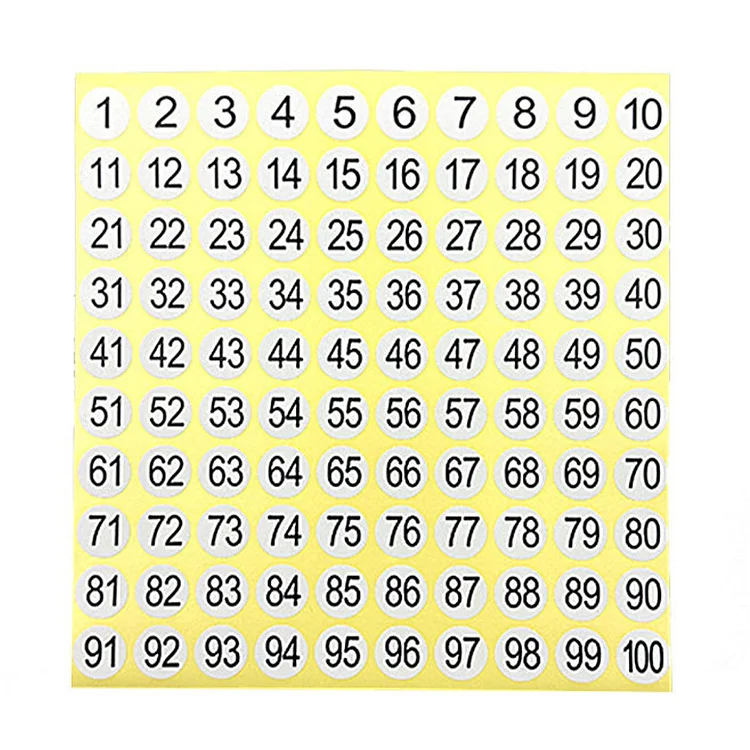 15 Sheets Cross Stitch Consecutive Number Stickers 1 To 100 Round Number Sticker