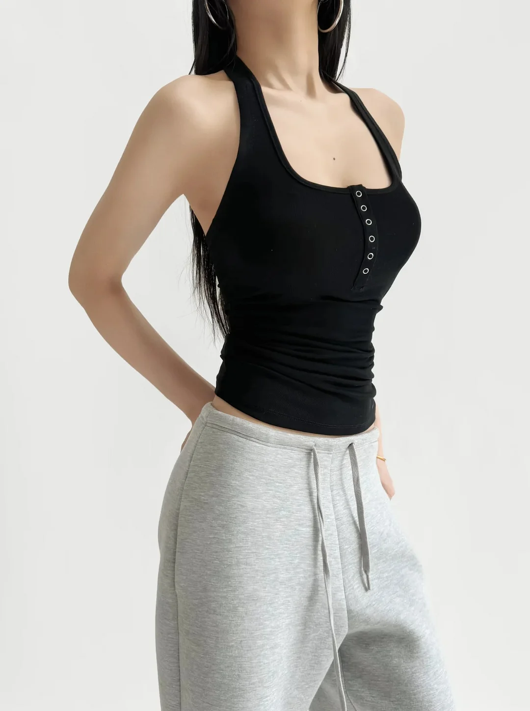 Nigikala Nigikala Girls White Hanging Neck Sling Vest Outside Wearing Women's Summer New Thin Back Shirt Long Top