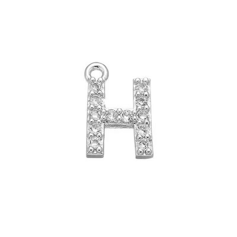 1 Piece 925 Sterling Silver Zircon 22K Gold Plated Rhodium Plated Letter Pendant Charms