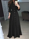 Simple Lace-Up Long Sleeves Maxi Dresses