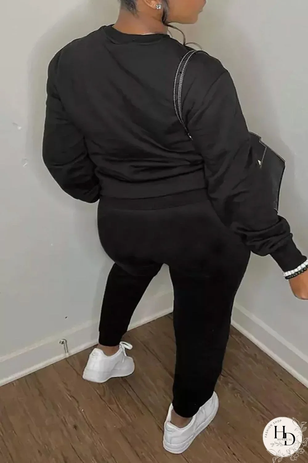 Black Daily Vintage Santa Claus Patchwork Letter Tops