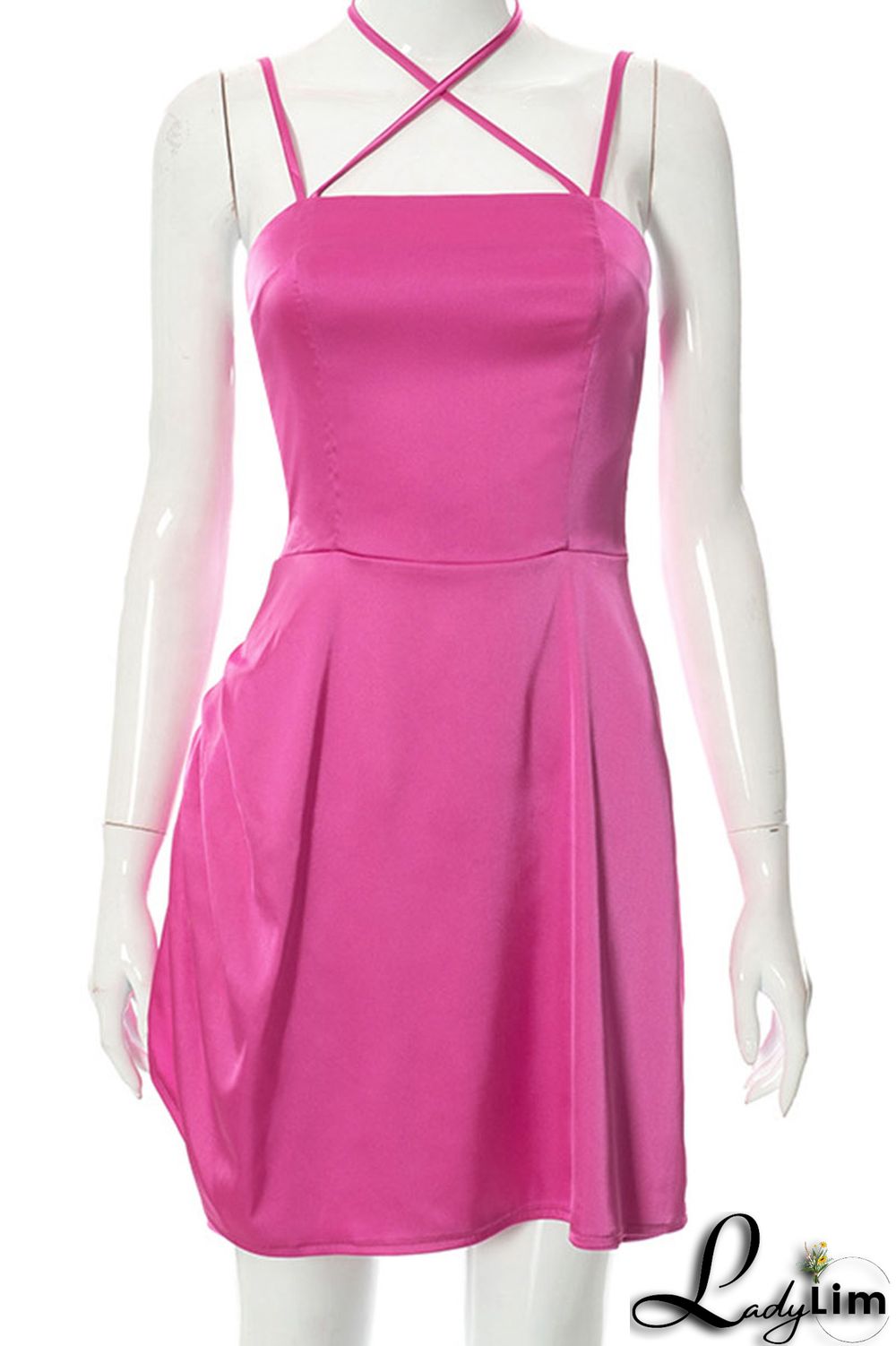 Red Sexy Solid Patchwork Spaghetti Strap A Line Dresses