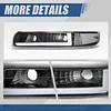 Auto Dynasty 4PCS LED DRL Headlights Assembly and Bumper Lamps Compatible with Chevy Silverado Suburban 1500 2500 3500 Tahoe 99-06, Driver and Passenger Side, Black Housing Clear Corner
