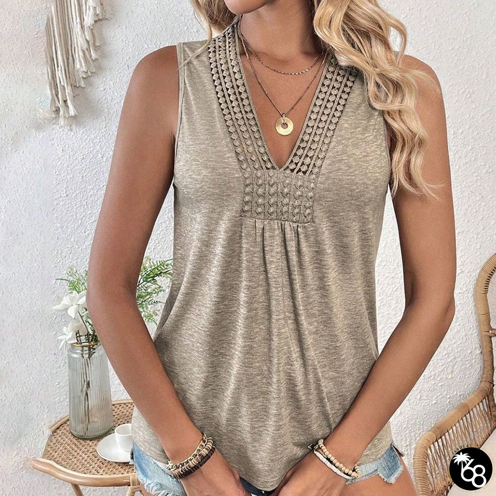 Apricot Sleeveless Plain Top | 168DEAL