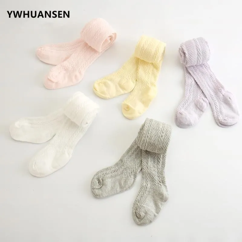 YWHUANSEN 0-6 Yrs Spring Summer Autumn Cute Baby Girls Mesh Cable Knit Tights Cotton Breathable Pantyhose For Toddler Girls Sale