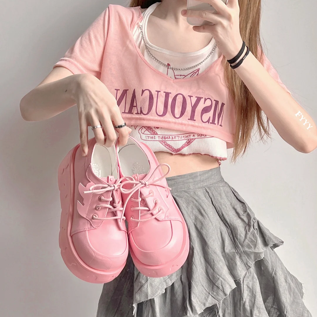 Black Pink Sweet Elena Platform Shoes ON294