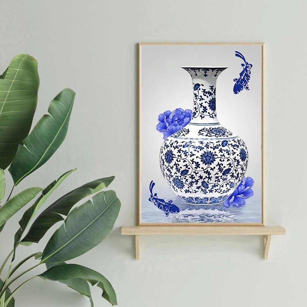 Diamond Painting - Partial Special Shaped Drill - Blue and white porcelain(40*60cm)