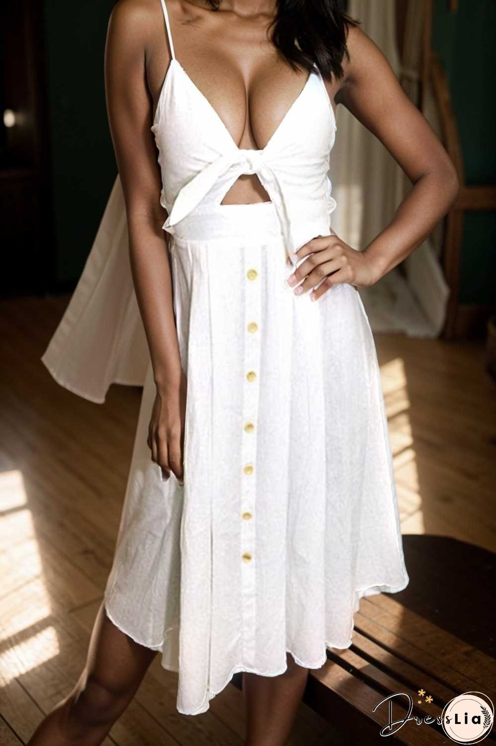 floral v neck tie spaghetti strap beach midi dress