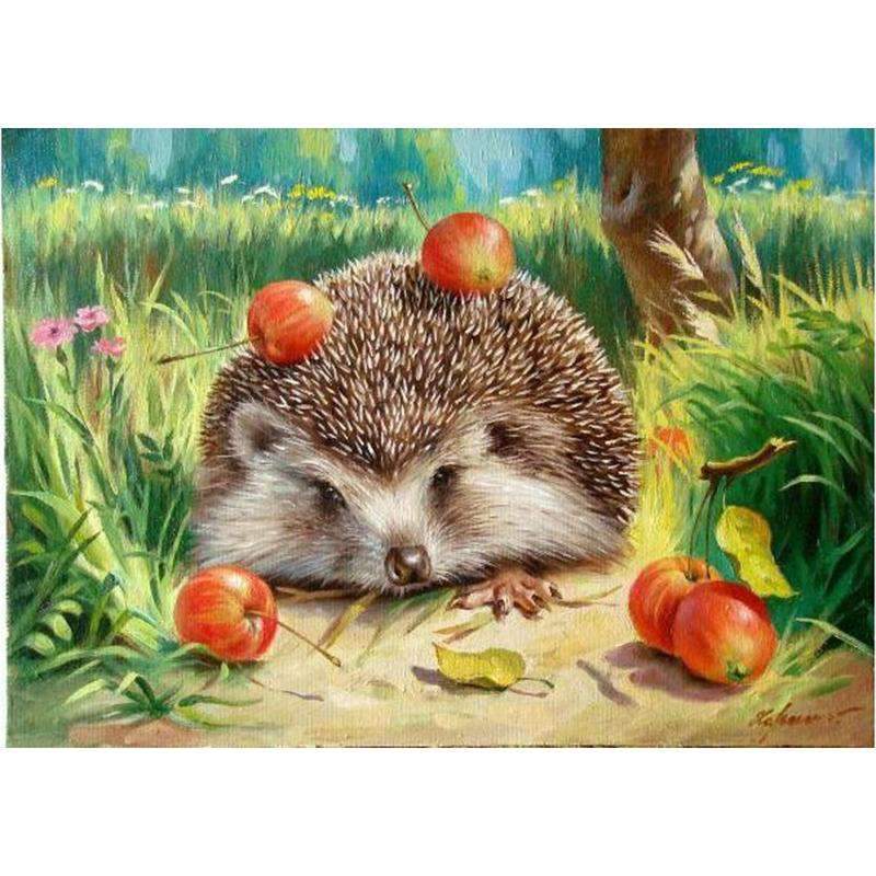

Hedgehog and Apples – Paint By Numbers - 40*50CM, 501 Original