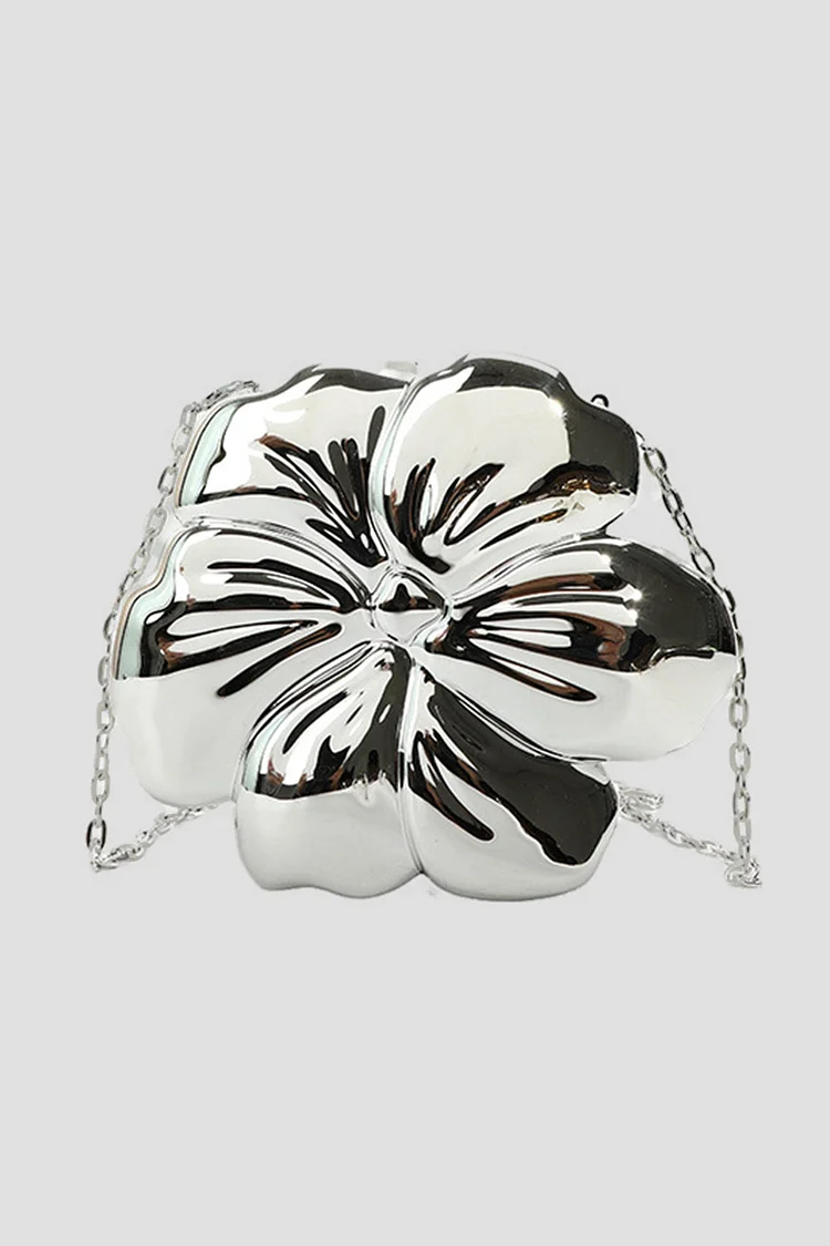 Fashion Floral Shaped Metallic Evening Crossbody Bag 2024 - Xpluswear