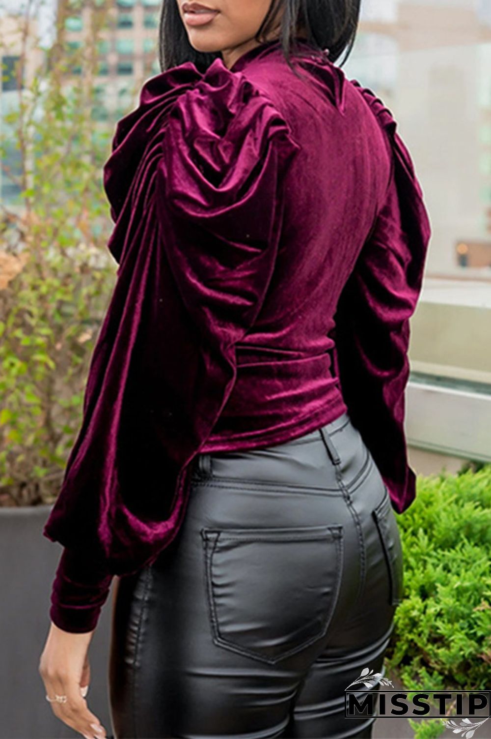 Burgundy Fashion Casual Solid Basic Half A Turtleneck Tops