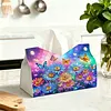 DIY Diamond Art Tissue Box Holder Butterfly Flower PU Leather Diamond Art Desktop Organizer Resin Rhinestone Storage Organizers Gem Art Home Office Decor Craft Gift