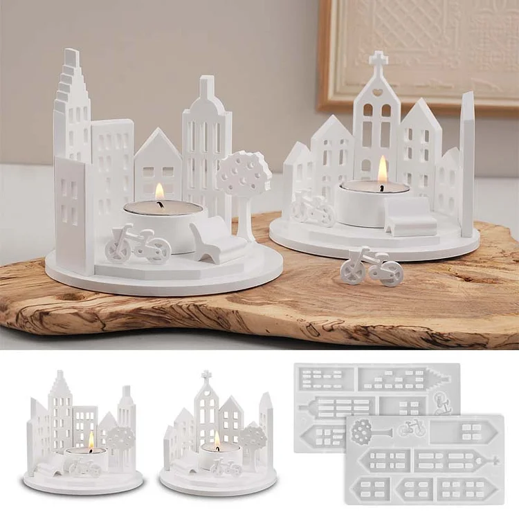 5Pcs Ring Landscape Candle Holder Silicone Mold Set CrazyMold