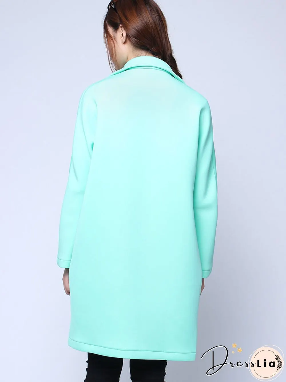 Space Cotton Outerwear Green Long Sleeve Cardigan Coat
