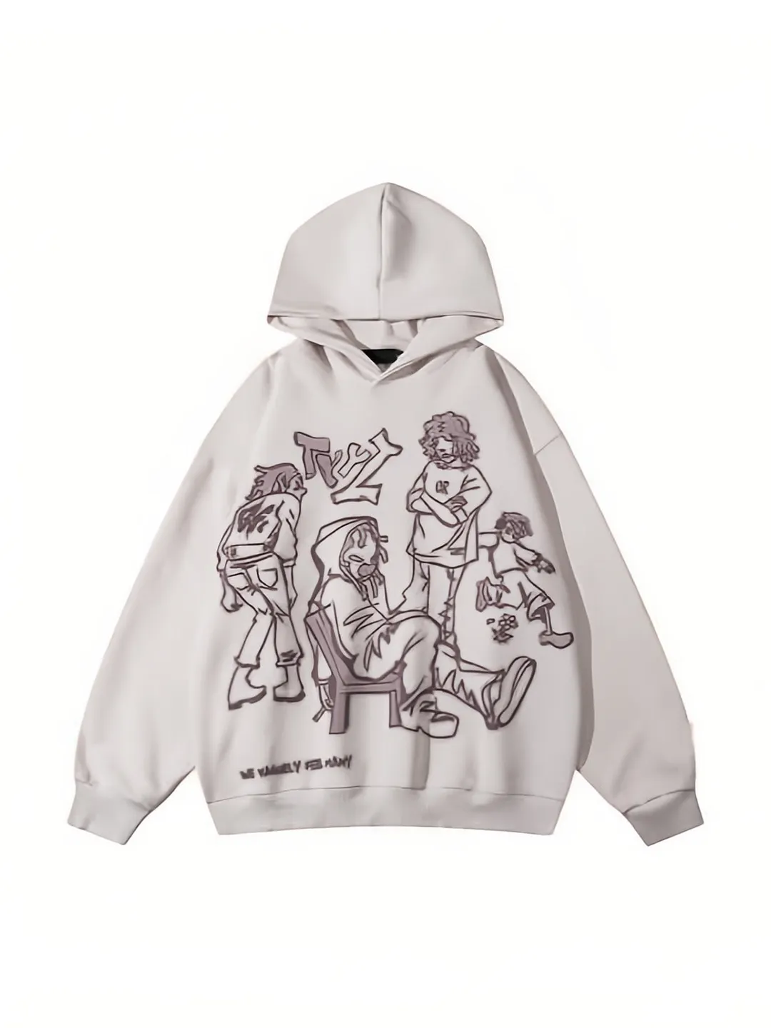 Brownm hoodie with hood and graffiti print