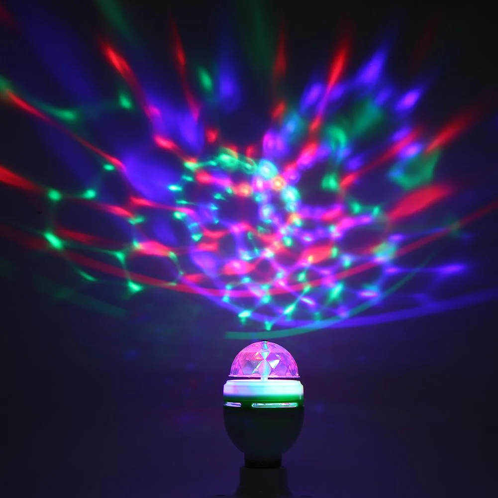 E27 RGB LED Bulb 3W Rotating Crystal Magic Ball Stage Party DJ Disco Light