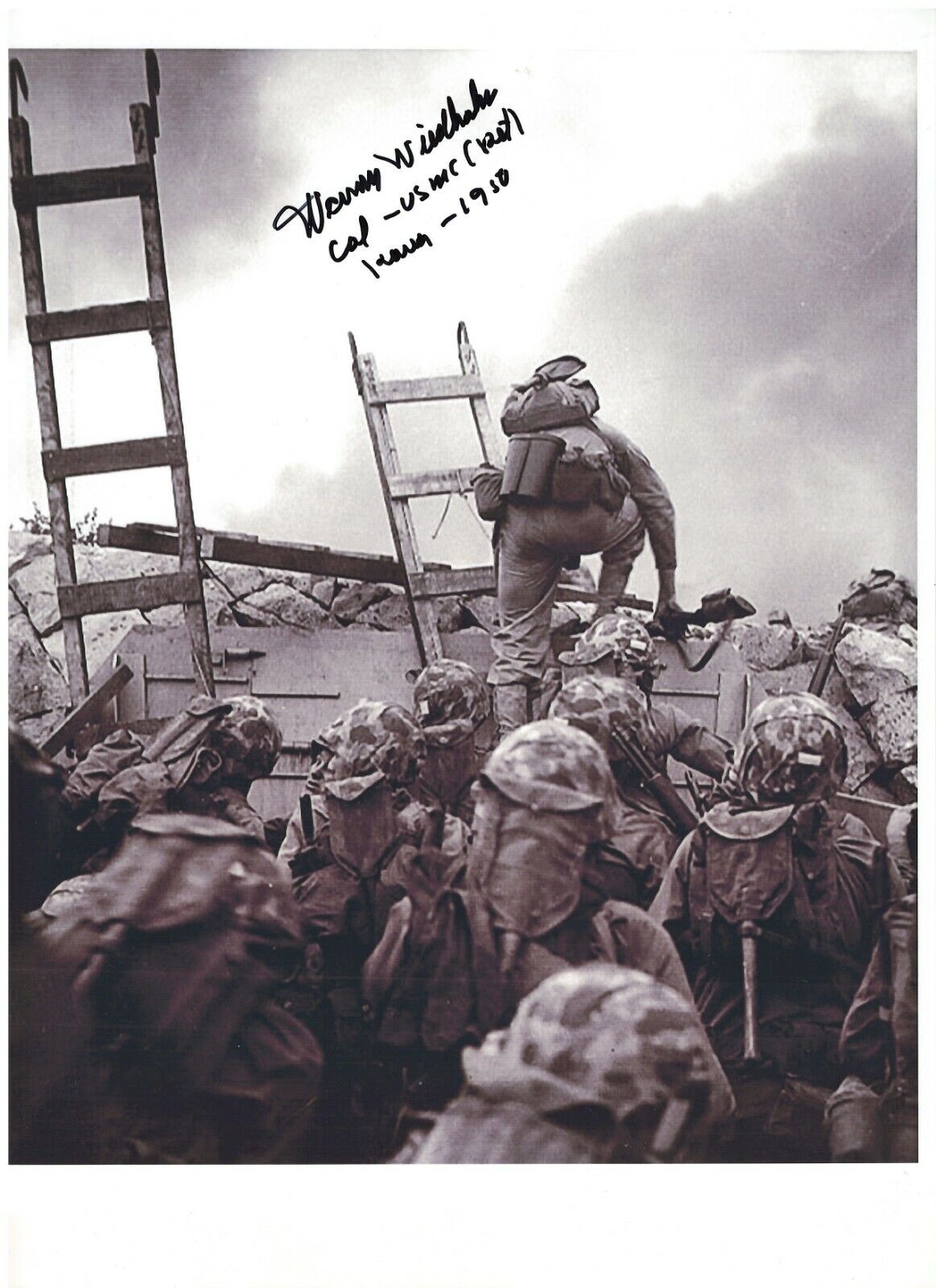 WARREN WIEDHAHN INCHON &FROZEN CHOSIN MARINE KOREAN WAR VET RARE SIGNED Photo Poster painting