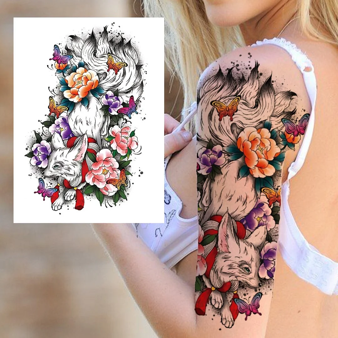 Sdrawing Butterfly Flower Temporary Tattoos For Women Girls Lace Feather Geometry Tattoo Sticker Fake Rose Sexy Tatoos Decor