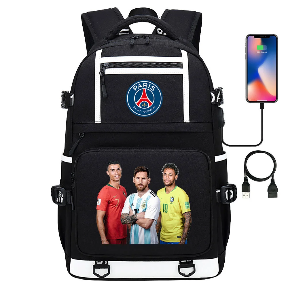 Buzzdaisy Get Your Little Messi Ready for School with our Lionel Messi Theme Backpack – Fits 15-inch Laptop, USB Charging Cable, and Ample Storage Space!