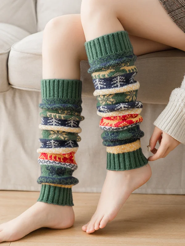 Knitting Keep Warm Printed Leg Warmers Accessories
