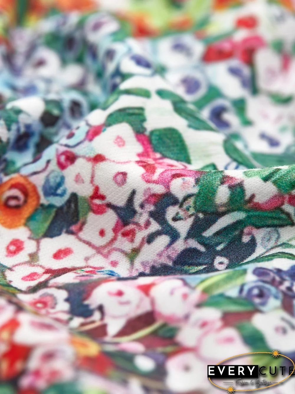 Casual V Neck Floral Short Sleeve T-Shirt