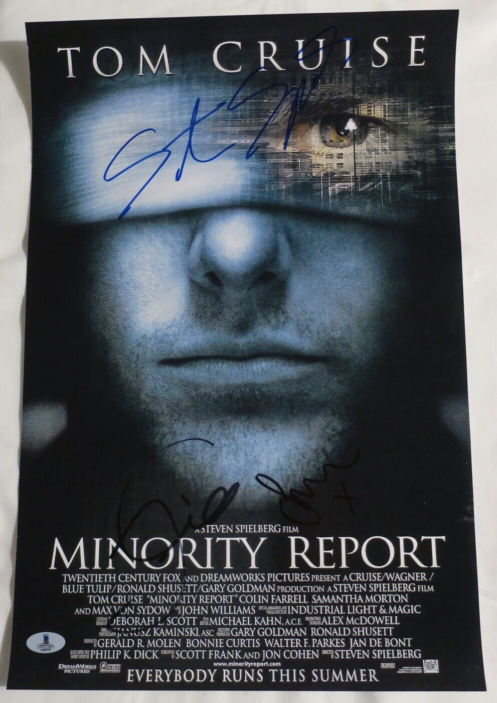 T Cruise/S Spielberg +1 Signed Minority Report Auto 12x18 Photo Poster painting BECKETT #A00078