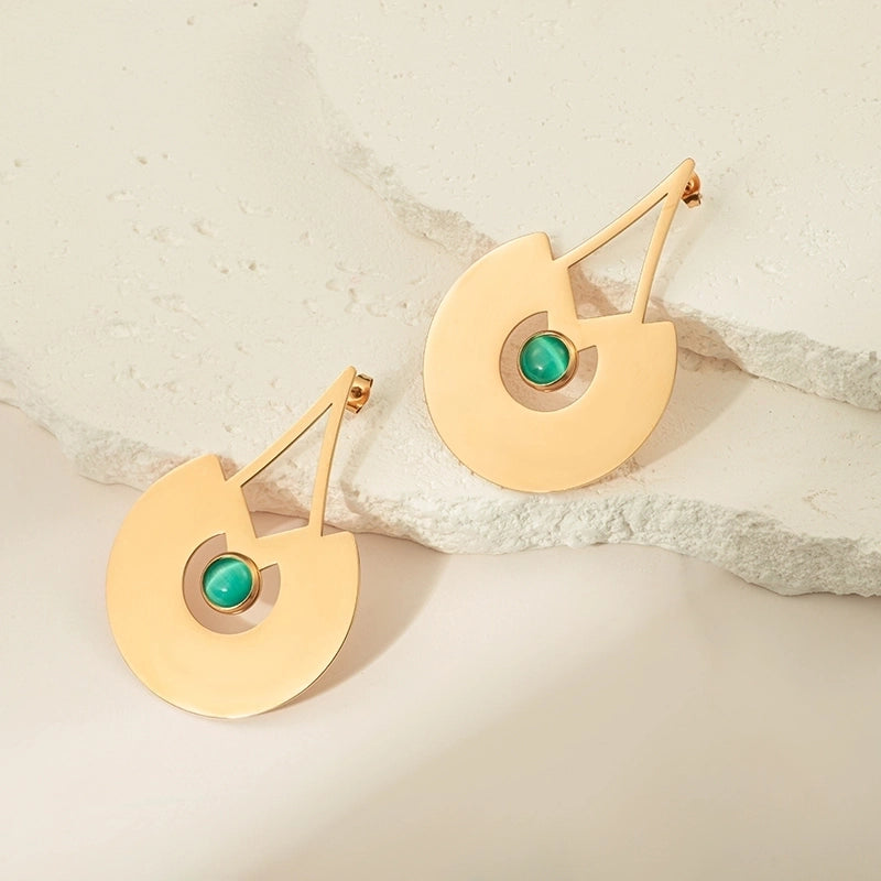 1 Pair Casual Minimalist Commute Leaves Inlay 304 Stainless Steel Pearl 14K Gold Plated Drop Earrings